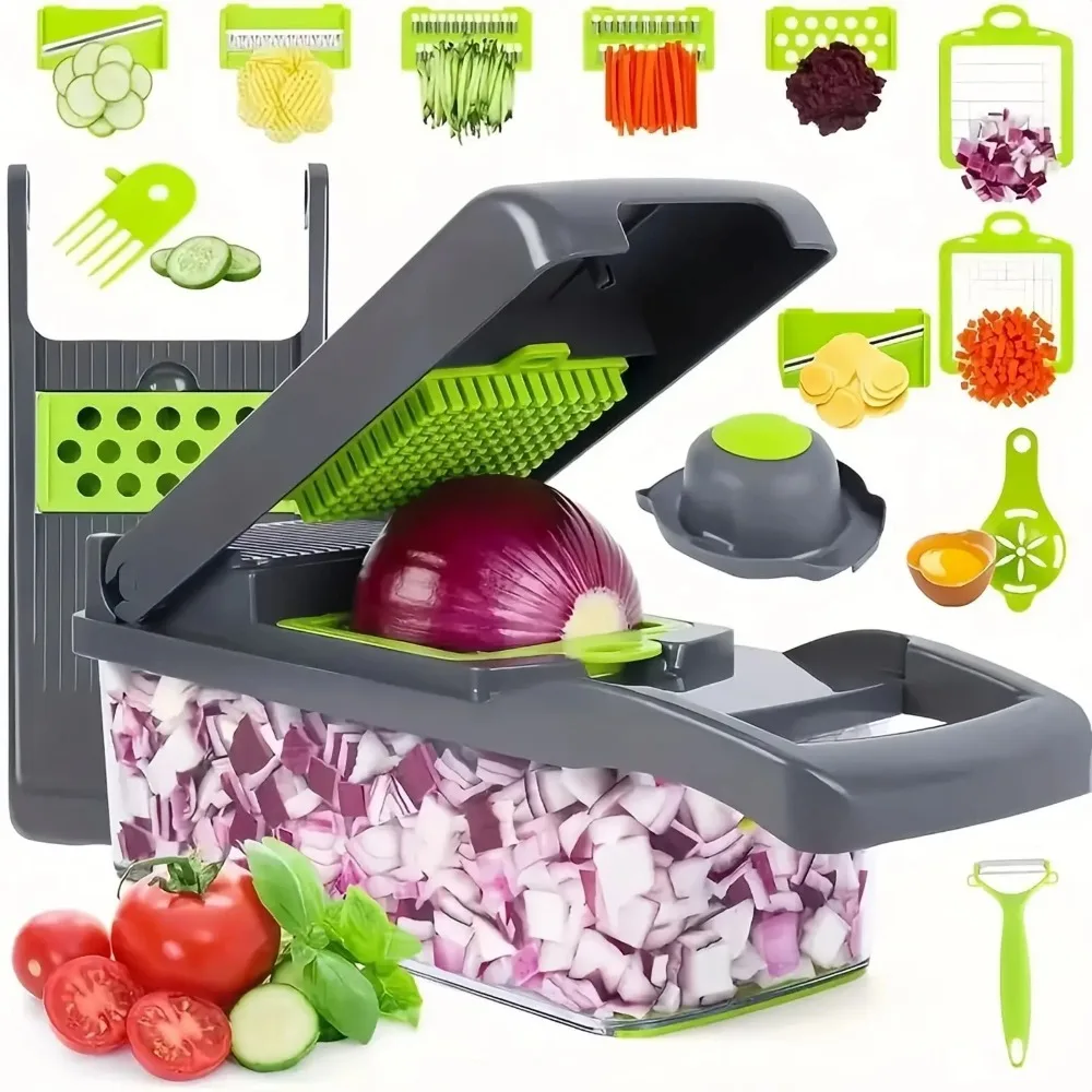 Korean Kitchen Gadgets - Picadora de verduras multifuncional con mango,